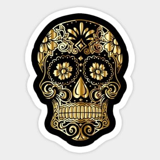 Golden Skull with Flower Eyes Sticker